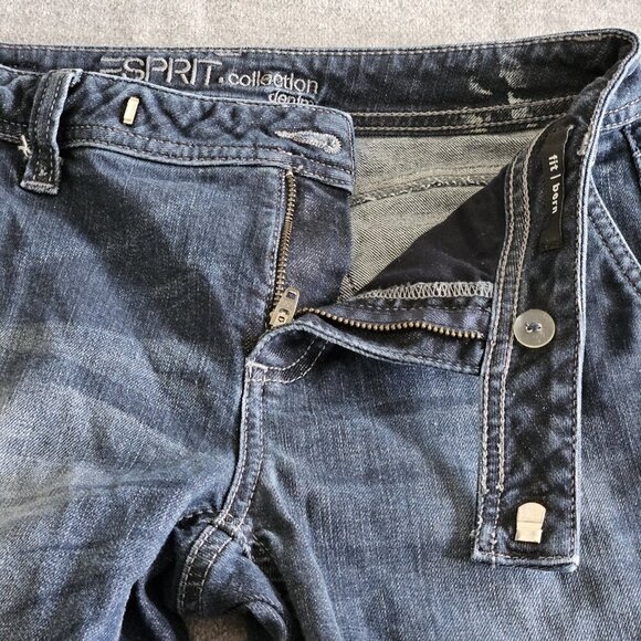 Esprit Collection Jeans Womens 2 Blue Low Rise Pockets Flare Stretch Y2K Hippie - Picture 10 of 16